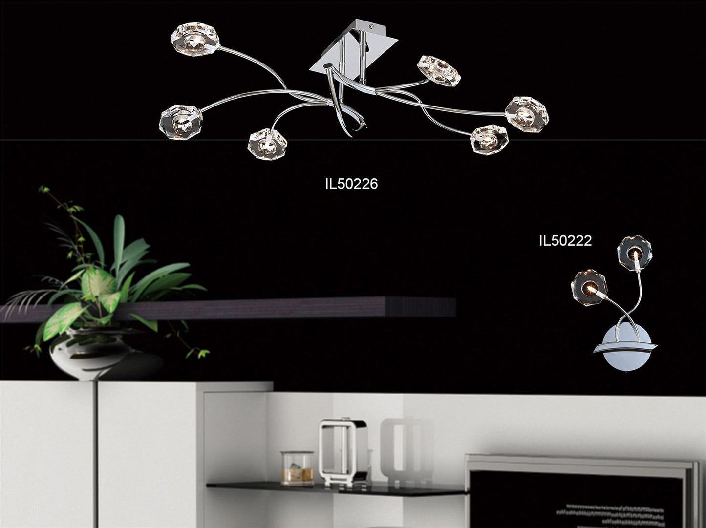 Diyas Izona Wall Light 2 Light G4 Polished Chrome, NOT LED/CFL Compatible