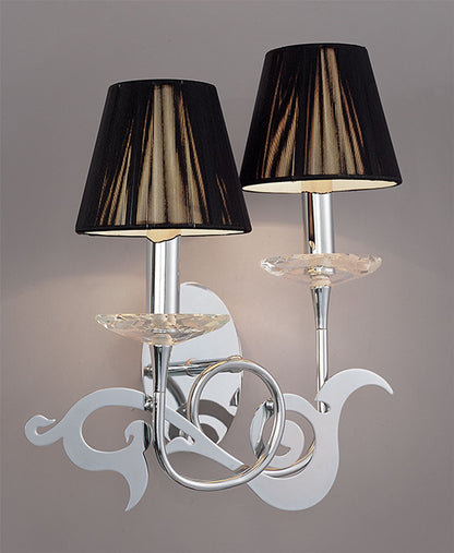 Mantra Acanto Wall Light 2 Light E14, Polished Chrome with Black Shades