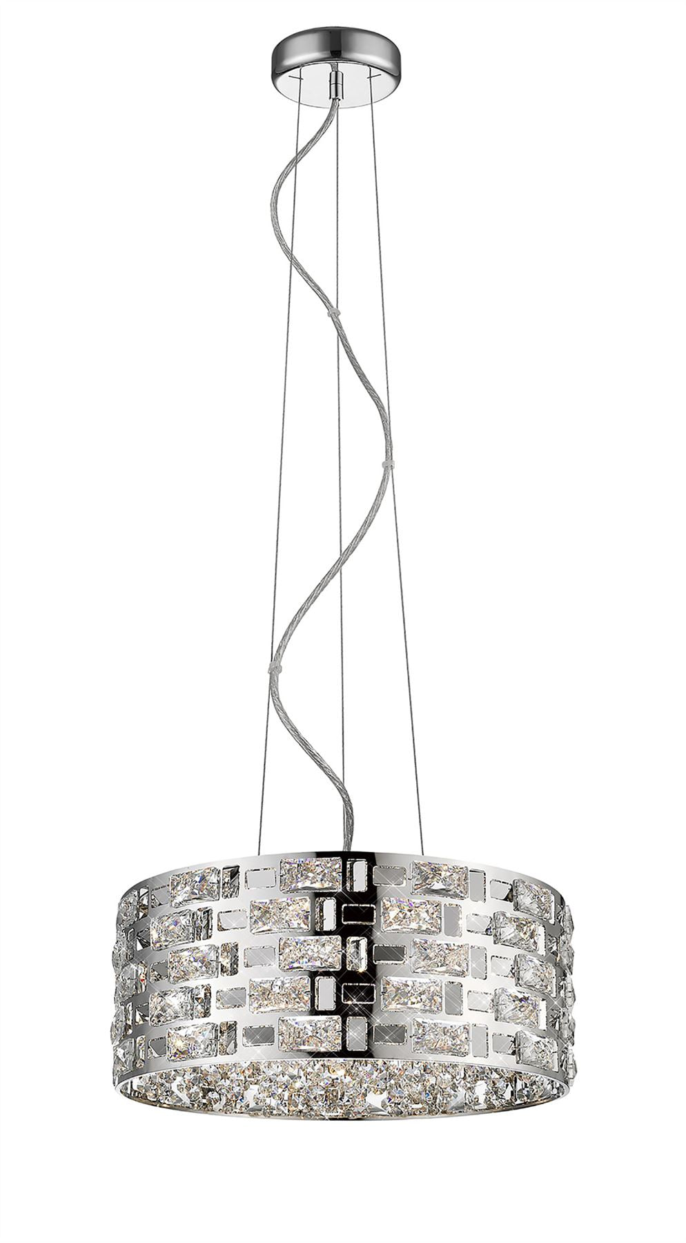 Mantra Fusion Destello 46.5cm Pendant Round 5 Light G9 Polished Chrome/Crystal