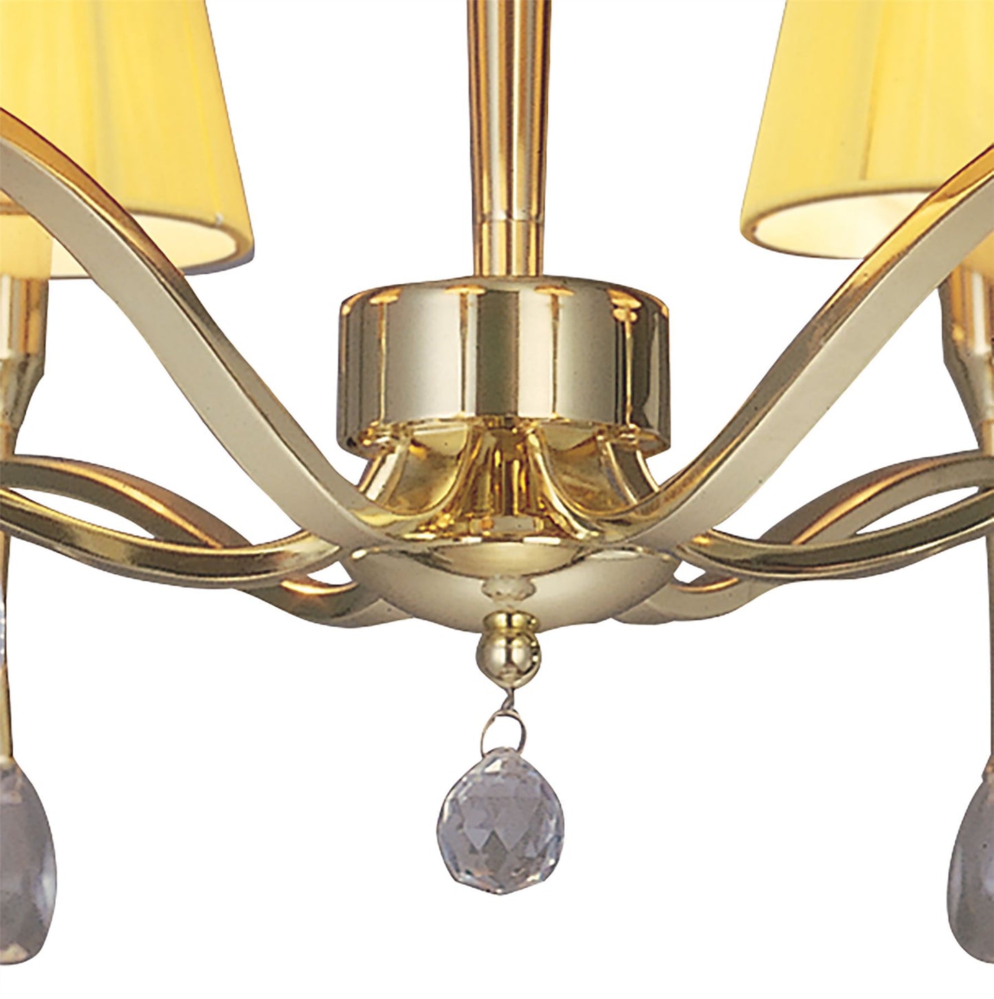 Mantra Siena 63cm Semi Flush Round 6 Light E14, Polished Brass with Amber Cream Shades and Clear Crystal