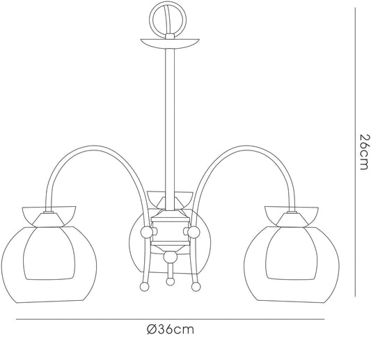 Diyas Malvina 36cm /Semi Flush 3 Light G9 Polished Chrome/Clear Glass Ceiling Pendant Light Fitting