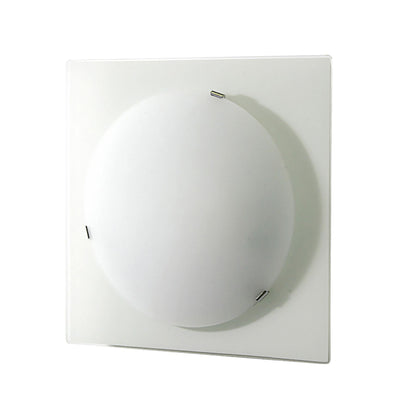 Diyas Zara Flush  Light Small Square 1 Light Satin Nickel/Opal Glass Ceiling Light Fitting