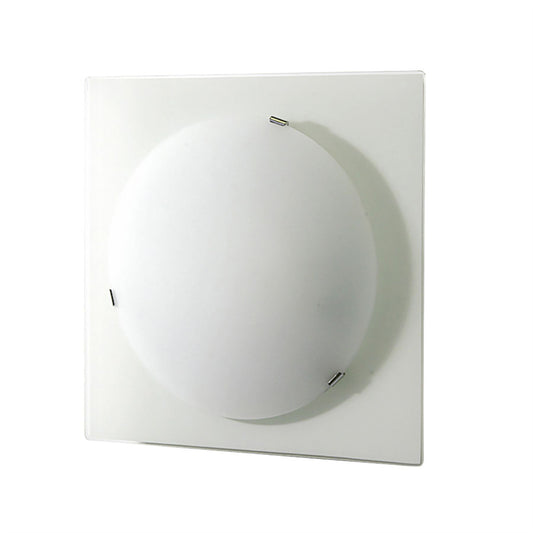 Diyas Zara Flush  Light Small Square 1 Light Satin Nickel/Opal Glass Ceiling Light Fitting