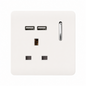 Trendi 1 Gang 13 Amp 2x2.1mA USB Switched Plug Socket in Matt White - ART-SKT13USBMWH