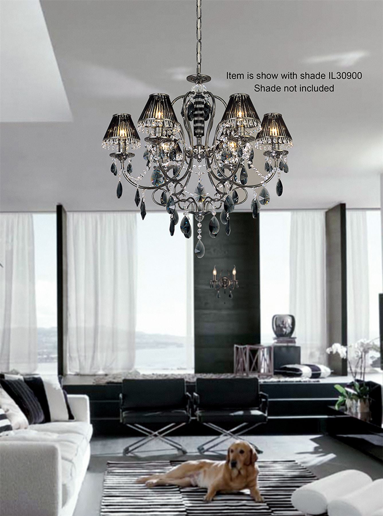 Diyas Luna 77cm Crystal  8 Light E14 Black Chrome/Crystal Ceiling Light Fitting