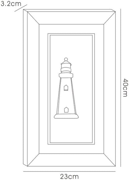 Diyas Home Crystal Wall Art (DH) Aqua Lighthouse, Black Frame, Clear, Blue Crystal