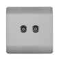 Trendi Artistic Modern Glossy Tactile 2 Gang TV Socket Stainless Steel