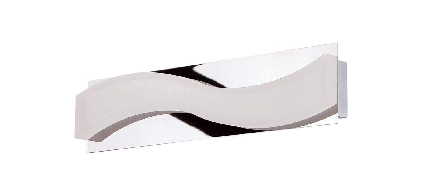 Mantra Fusion Ola Wall Light 5W LED Small Wave 3000K IP44, 450lm, Polished Chrome/Frosted Acrylic, 3yrs Warranty