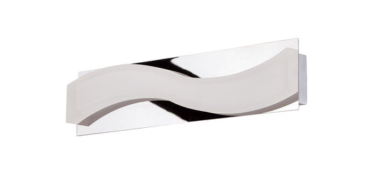 Mantra Fusion Ola Wall Light 5W LED Small Wave 3000K IP44, 450lm, Polished Chrome/Frosted Acrylic, 3yrs Warranty