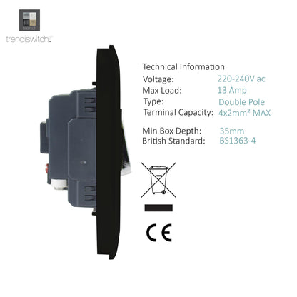 Trendi Switch 13 Amp Modern Designer Fused Spur with Flex Outlet in Carbon Fibre