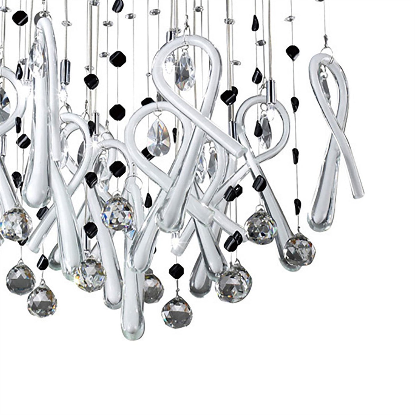 Diyas Class  Square 10 Light G4 Polished Chrome/White Glass/Crystal, NOT LED/CFL Compatible Ceiling Pendant Light Fitting