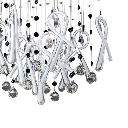 Diyas Class  Square 10 Light G4 Polished Chrome/White Glass/Crystal, NOT LED/CFL Compatible Ceiling Pendant Light Fitting