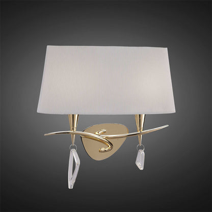 Mantra Mara Wall Light Switched 2 Light E14, French Gold with Ivory White Shade