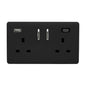 Trendi Switch 2 Gang Type A & C USB 3100mA Modern Designer Plug Socket in Matt Black