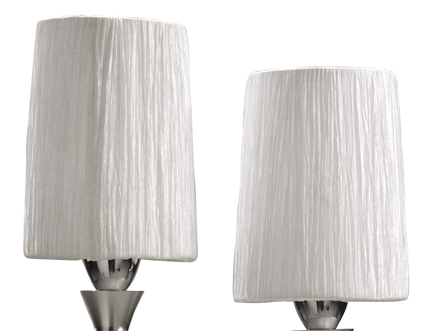 Mantra Lucca Crystal Table Lamp 2 Light E27, Polished Chrome with White Shades & Clear Crystal