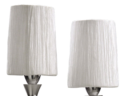 Mantra Lucca Crystal Table Lamp 2 Light E27, Polished Chrome with White Shades & Clear Crystal