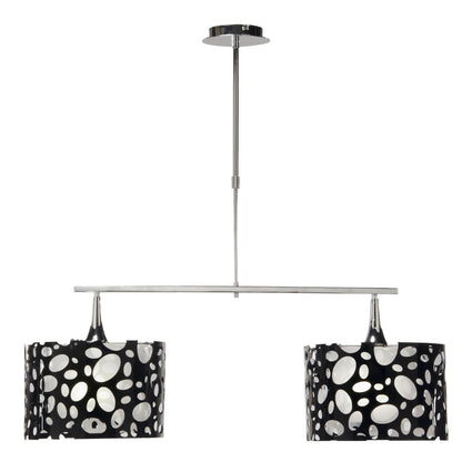 Mantra Lupin Linear Pendant 2 Light E27, Gloss Black, White Acrylic, Polished Chrome, CFL Lamps INCLUDED