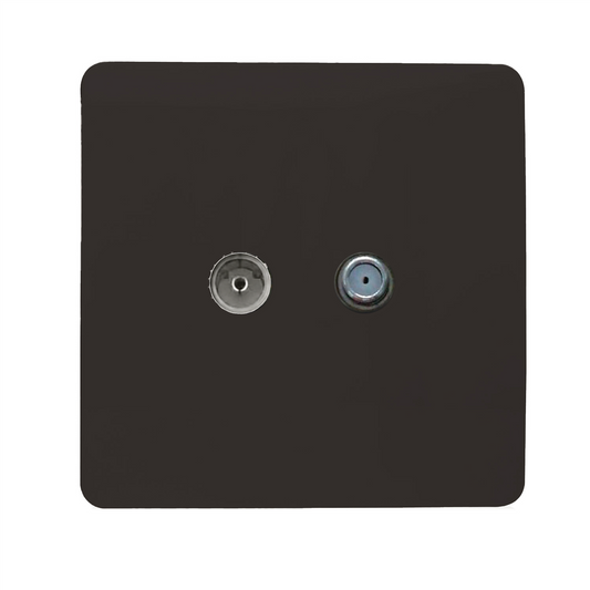 Trendi Switch Dark Mocha Brown TV Coaxial & F-Type Satellite Socket - Screwless
