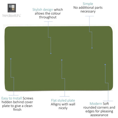 Trendi 2 Gang Artistic Modern Glossy Tactile Double Blanking Plate Moss Green