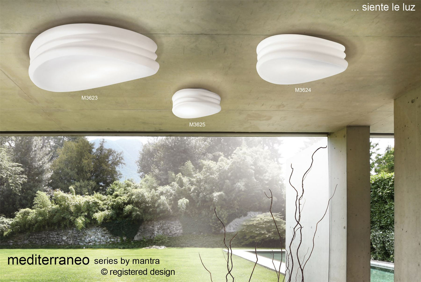 Mantra M3623 Mediterraneo Ceiling/Wall 3 Light E27 Large, Frosted White Glass