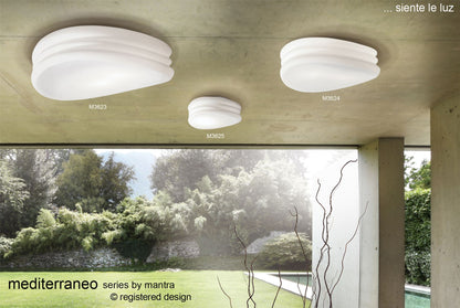 Mantra M3623 Mediterraneo Ceiling/Wall 3 Light E27 Large, Frosted White Glass