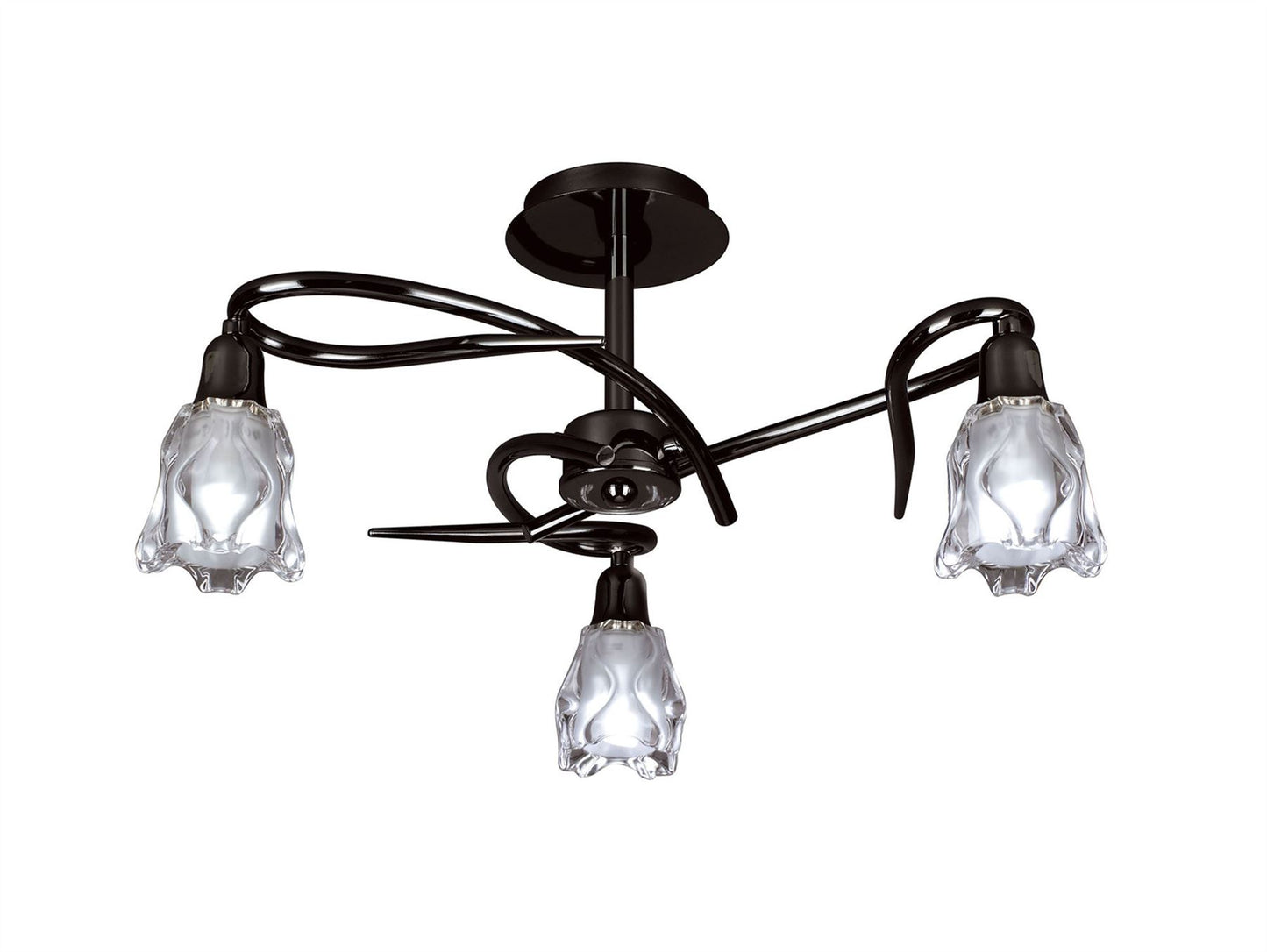Mantra Amel 42cm Ceiling 3 Light L1/SGU10, Black Chrome, CFL Lamps INCLUDED