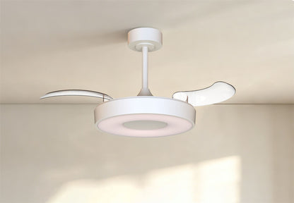 Coin Fan Mini Smart 40cm 36W LED Dimmable Ceiling With Built-In 25W DC Fan, 3000-5000K Remote, APP, Alexa & Google Voice Control, 5710lm, White