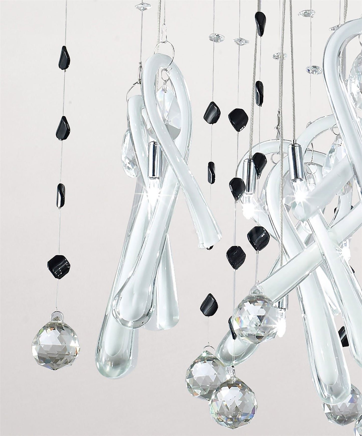 Diyas Class  Square 20 Light G4 Polished Chrome/White Glass/Crystal, NOT LED/CFL Compatible Ceiling Pendant Light Fitting