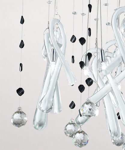 Diyas Class  Square 20 Light G4 Polished Chrome/White Glass/Crystal, NOT LED/CFL Compatible Ceiling Pendant Light Fitting