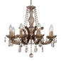 Deco Gabrielle Chandelier with Acrylic Sconce & Glass Droplets 8 Light E14 Mink Finish