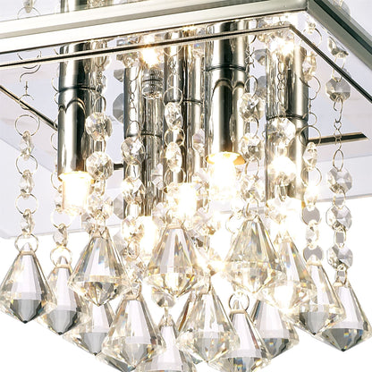 Diyas Starda Flush  Square 5 Light G9 Chrome/Crystal Ceiling Light Fitting