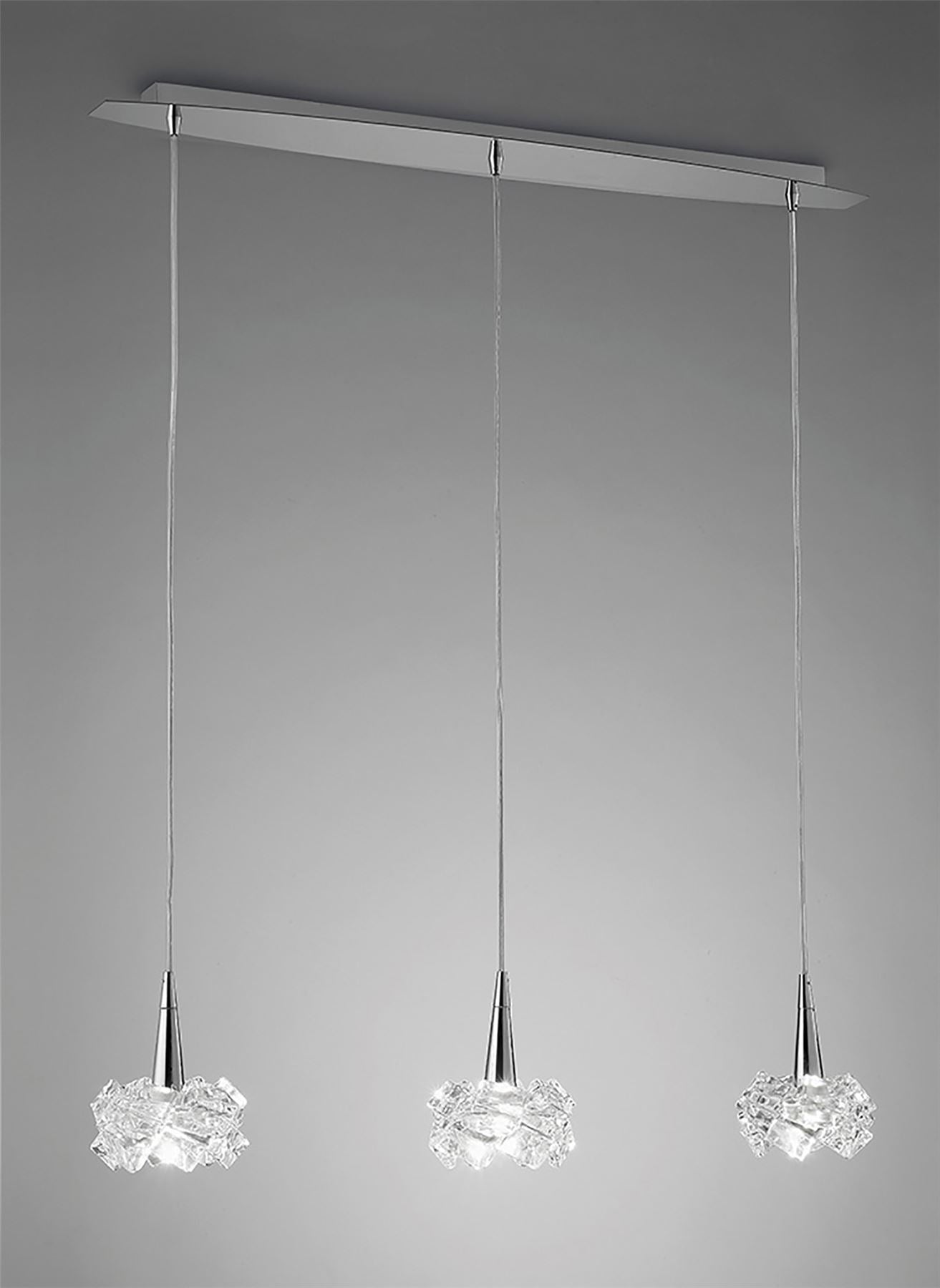 Mantra M3951 Artic Linear Pendant 3 Light G9 Line Small, Polished Chrome