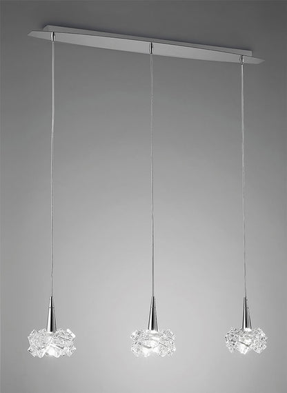 Mantra M3951 Artic Linear Pendant 3 Light G9 Line Small, Polished Chrome