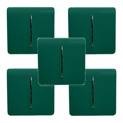 Trendi 1 Gang 2 Way 240V Screwless Artistic Modern Glossy 10 Amp Chrome Rocker Electrical Wall Light Switch in Dark Forest Green (5 pack)