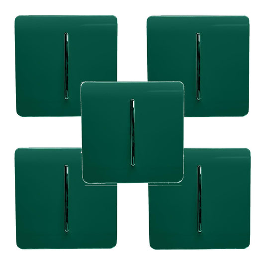 Trendi 1 Gang 2 Way 240V Screwless Artistic Modern Glossy 10 Amp Chrome Rocker Electrical Wall Light Switch in Dark Forest Green (5 pack)