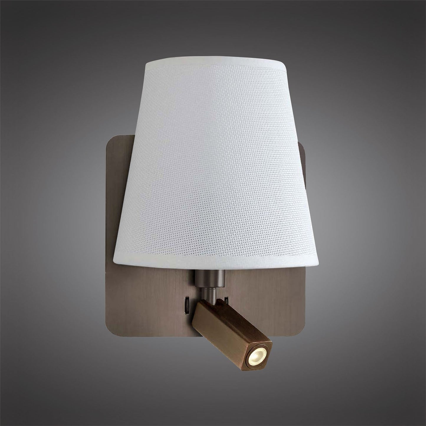 Mantra M5230 Bahia Wall Light with Large Back Plate 1 Light E27 + Reading Light 3W LED with White Shade Bronze 4000K, 200lm,, 3yrs Warranty