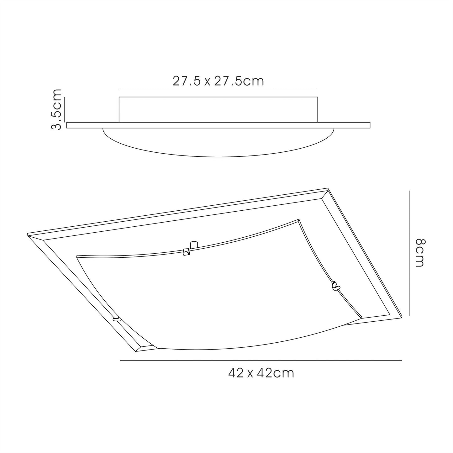 Deco Brooklyn Ceiling Light, 420mm Square, 3 Light E27 Frosted/Smoked Mirror