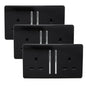 Trendi 2 Gang Artistic Modern Glossy 13 Amp Switched Tactile Plug Socket Piano Black (3 Pack)