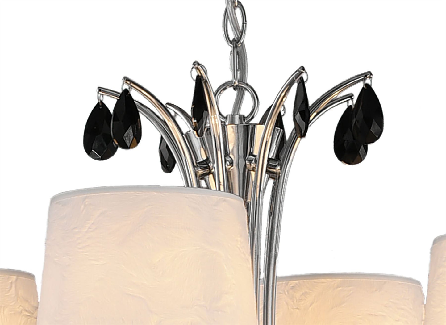 Mantra M6310 Andrea Pendant 100cm Round, 8+4 x E14 (Max 20W), Polished Chrome, White Shades, Black Crystal Droplets