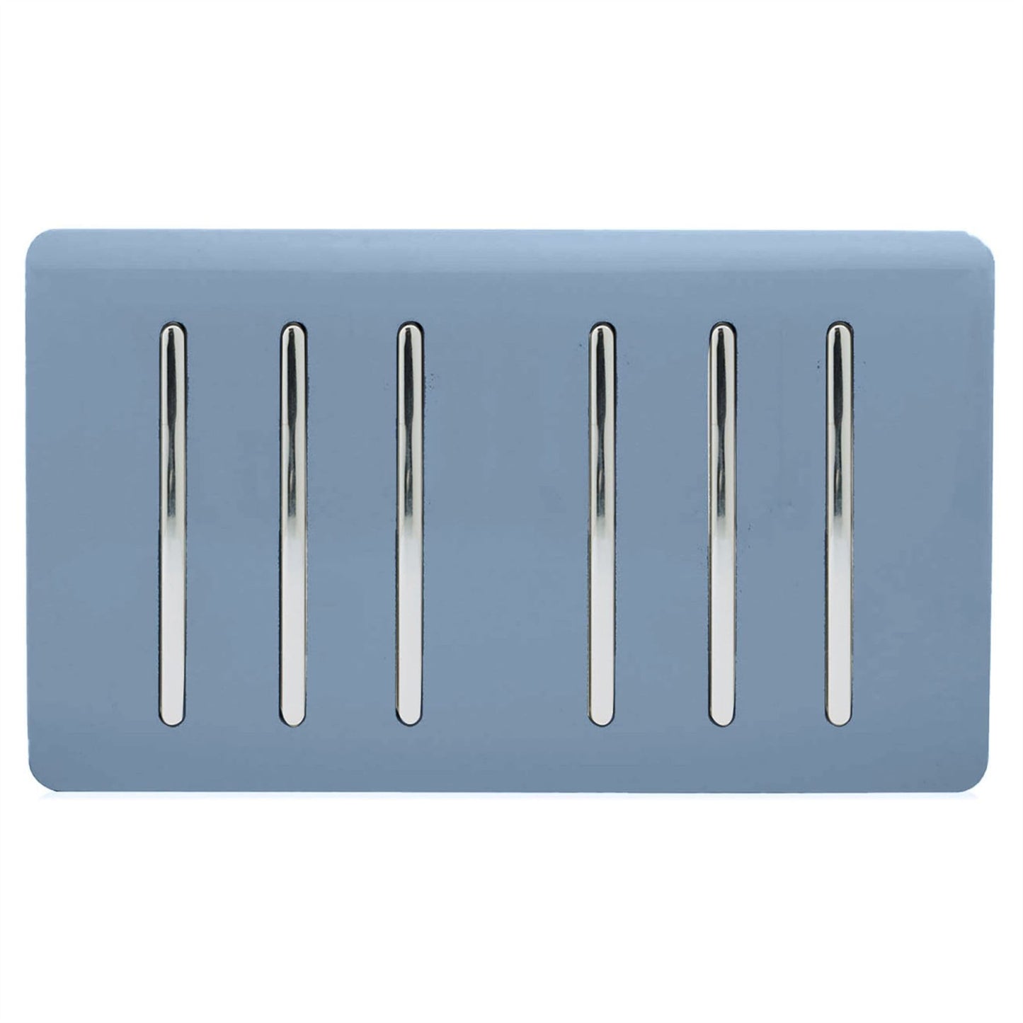 Trendi Artistic Modern Glossy 6 Gang 2 Way Rocker Double Plate Tactile Light Switch Sky