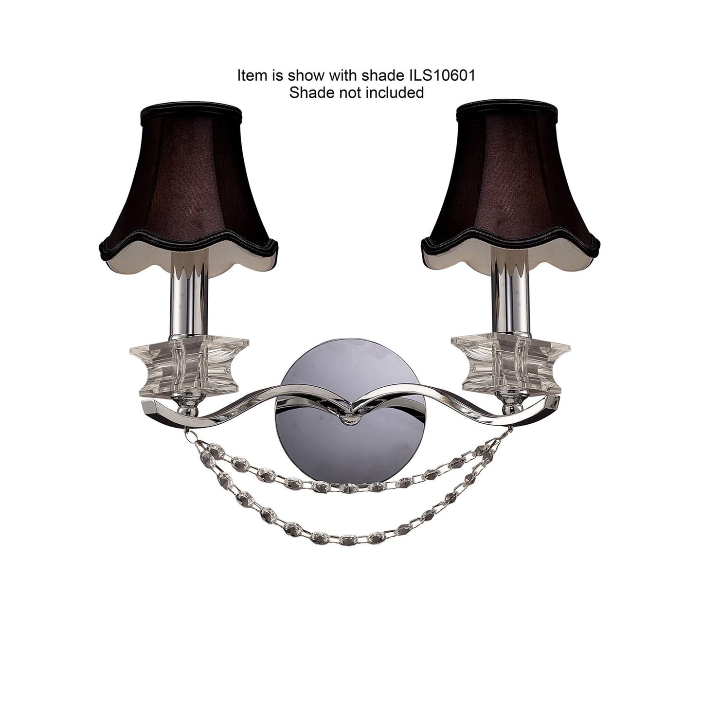 Diyas Nydia Wall Light 2 Light E14 Polished Chrome/Crystal
