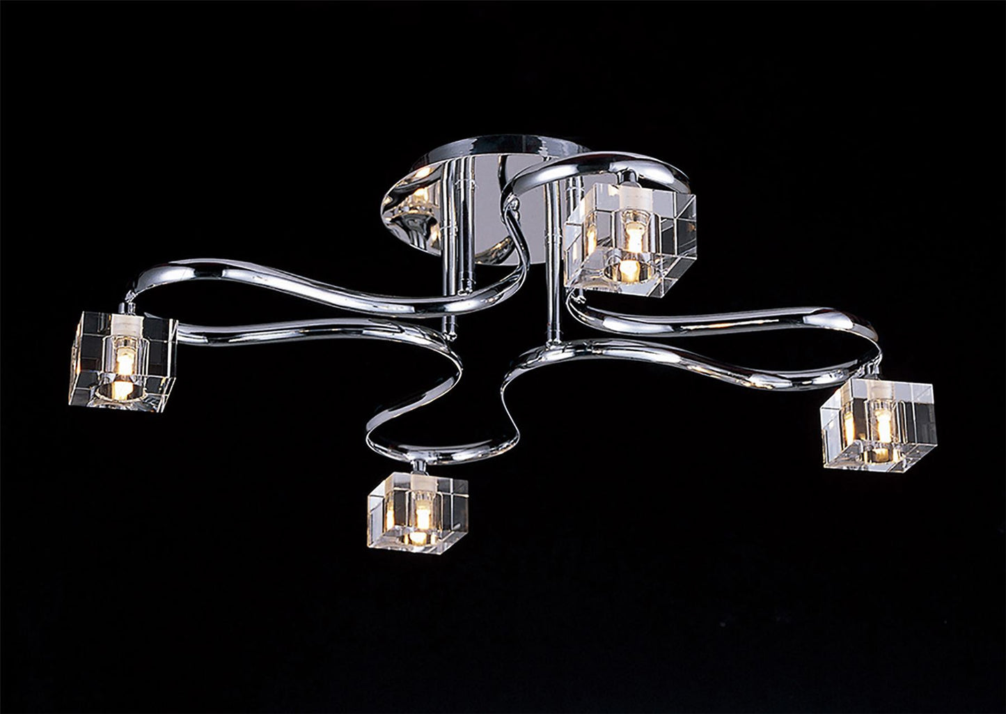 Diyas Sisco 69cm Semi Flush Round 4 Light G9 Polished Chrome