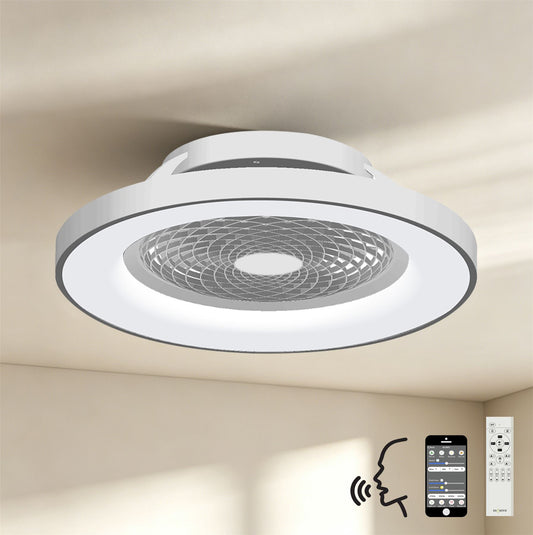 Tibet 65cm 70W LED Dimmable Ceiling Light With 35W DC Reversible Fan,Remote, APP & Alexa/Google Voice, 3900lm, Silver, 5yrs Warranty