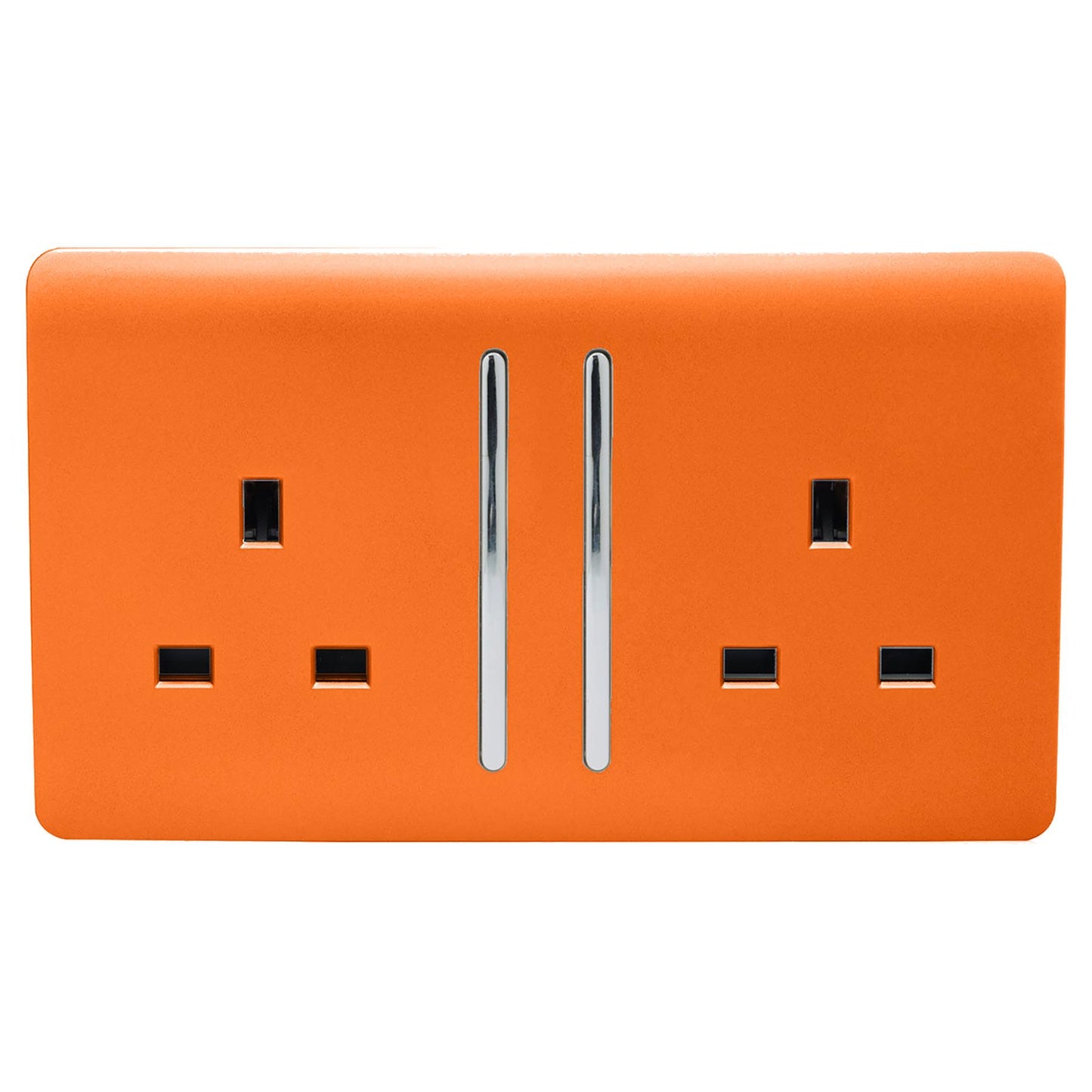 Trendi 2 Gang Artistic Modern Glossy 13 Amp Switched Plug Socket Orange (7 Pack)