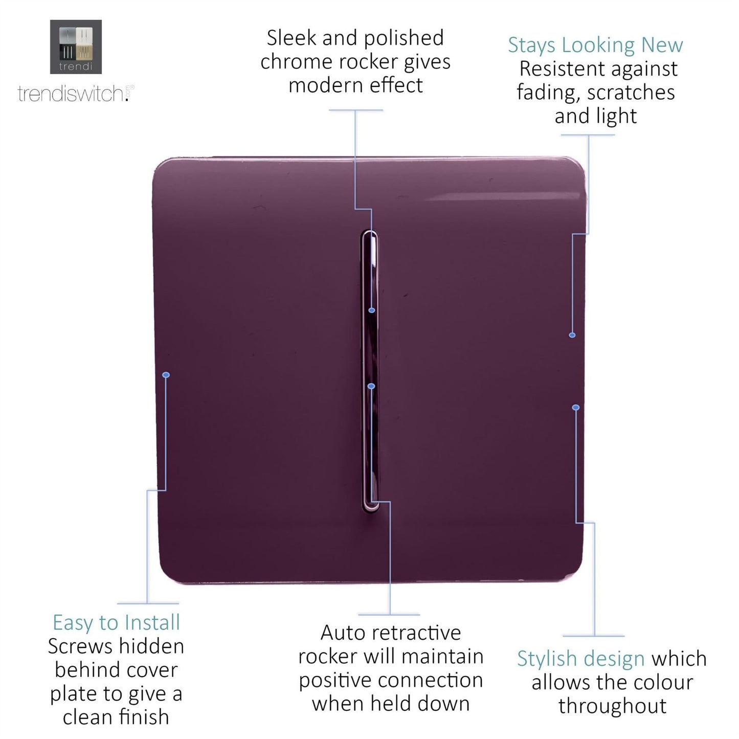 Trendi Artistic Modern Glossy Tactile Auto Retractive Door Bell Switch