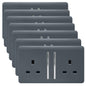 Trendi 2 Gang Artistic Modern Glossy 13 Amp Switched Plug Socket Warm Grey (7 Pack)