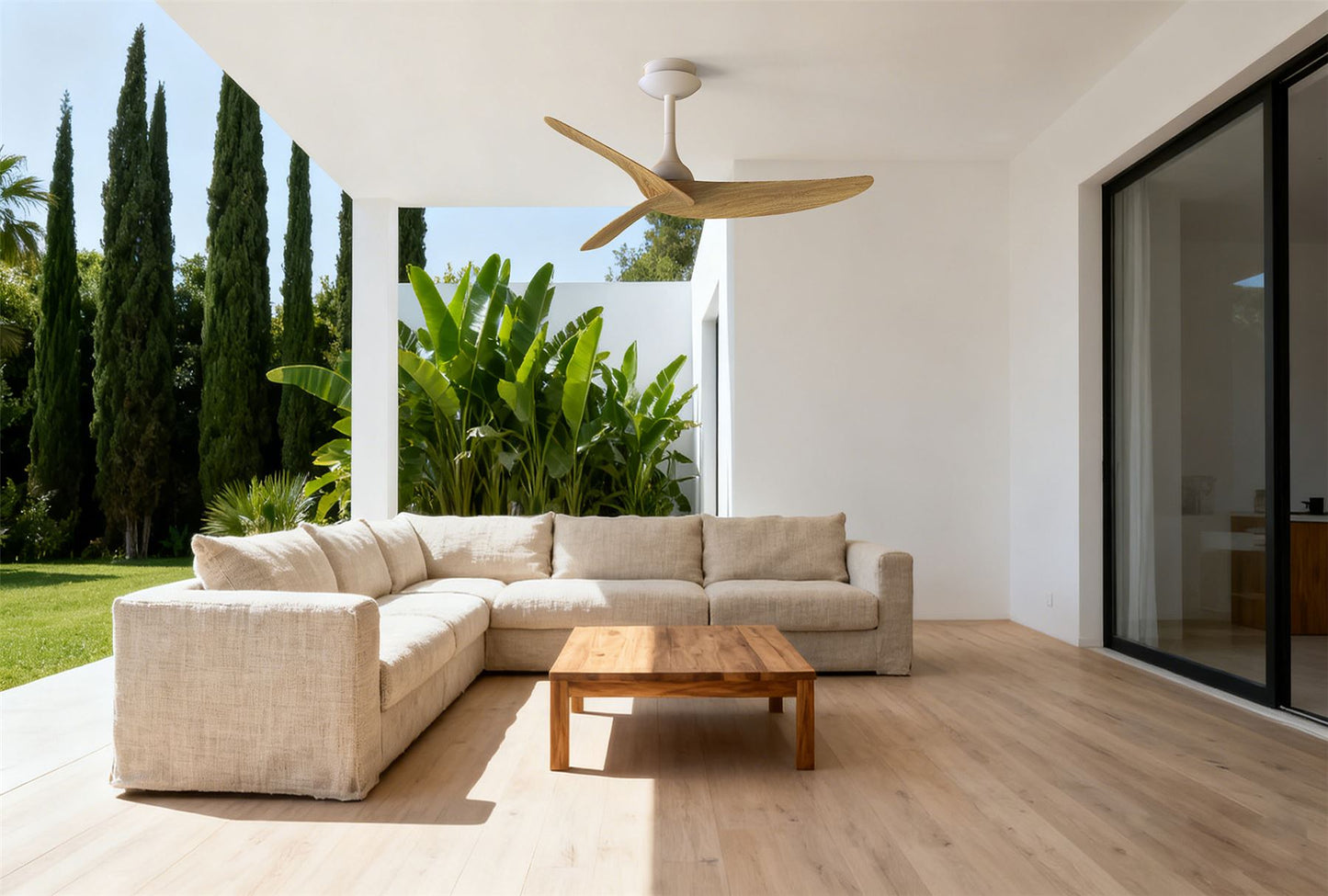 Ipanema IP44 1.2m 32W DC Fan With Remote Control, WoodWhite, 5yrs Warranty