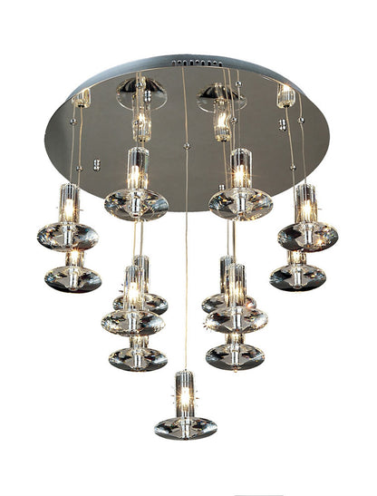 Diyas Troy 50cm  Round 13 Light G4 Polished Chrome/Crystal, NOT LED/CFL Compatible Ceiling Pendant Light Fitting