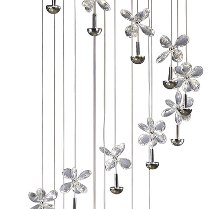 Diyas Aviva 60cm  20 Light 4000K LED Polished Chrome/Crystal Ceiling Pendant Light Fitting