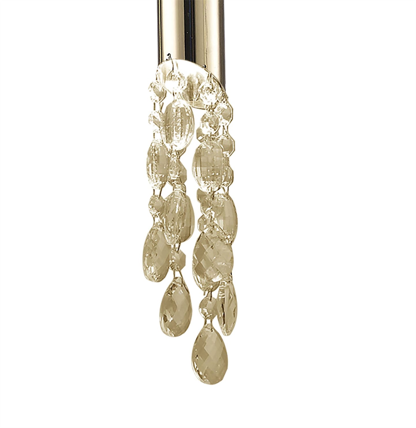Mantra Tiffany Linear Pendant 3+3 Light E27+G9 Line, French Gold with Cream Shades & Clear Crystal